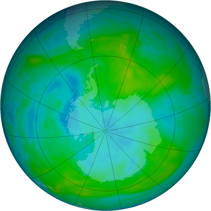 Antarctic ozone map for 19 February 1981